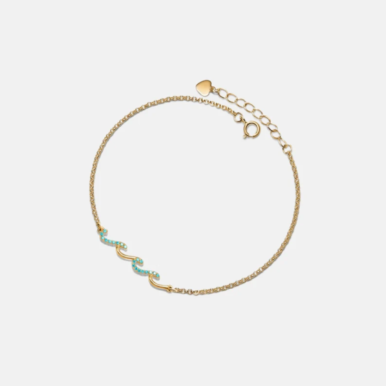 Ocean Wave Charm Bracelet • Dainty Gold Sea Wave Bracelet • Sterling Silver Friendship Jewelry • Trendy Best Friend Gift