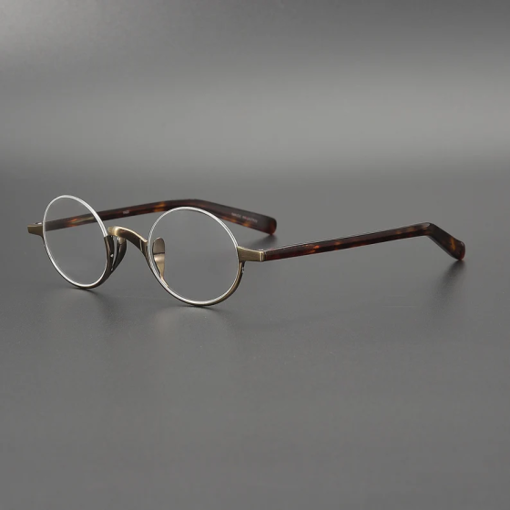 Vintage Japanese Style Titanium Glasses Frames: Round Acetate Lightweight Eyeglasses